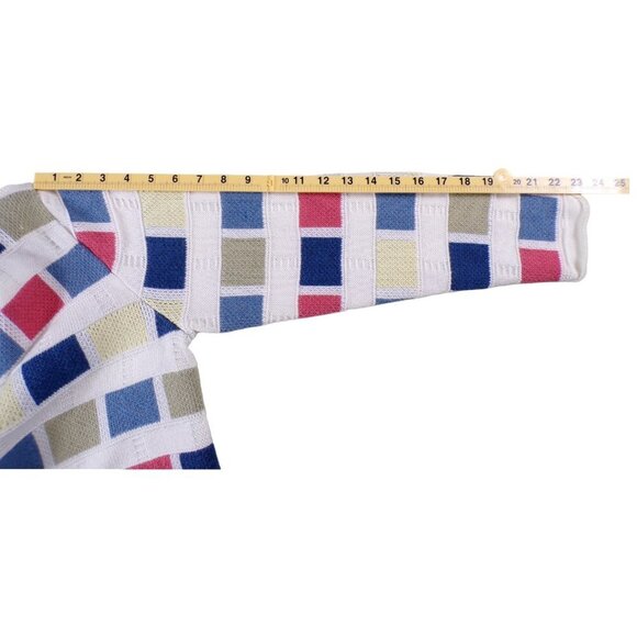 Christopher & Banks White Pastel Colorblock Cardigan Y2K 2005 Size M #127 - Picture 8 of 11